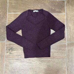 Women’s Sparkle Plum Long-Sleeve Sweater - Size S